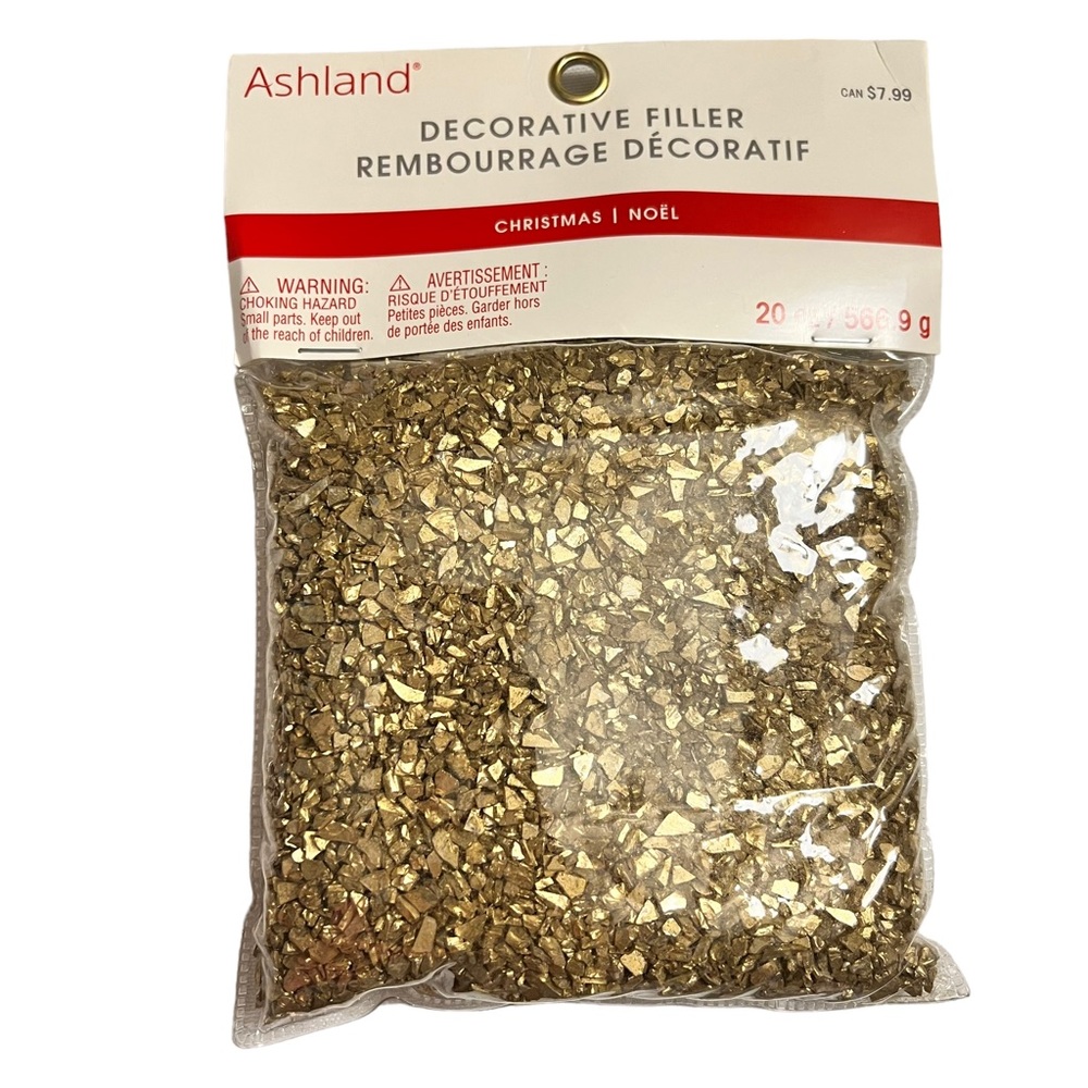 Ashland Gold Decorative Filler Crushed Glass 20 oz. Vase Decor NIB